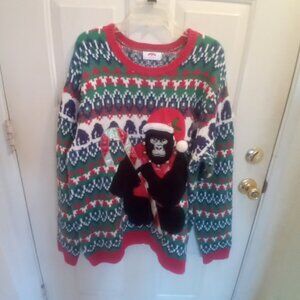 Holiday Time Meris Ugly Gorilla Sweater Tall 2XL(50-52) Christmas Bell Collarles